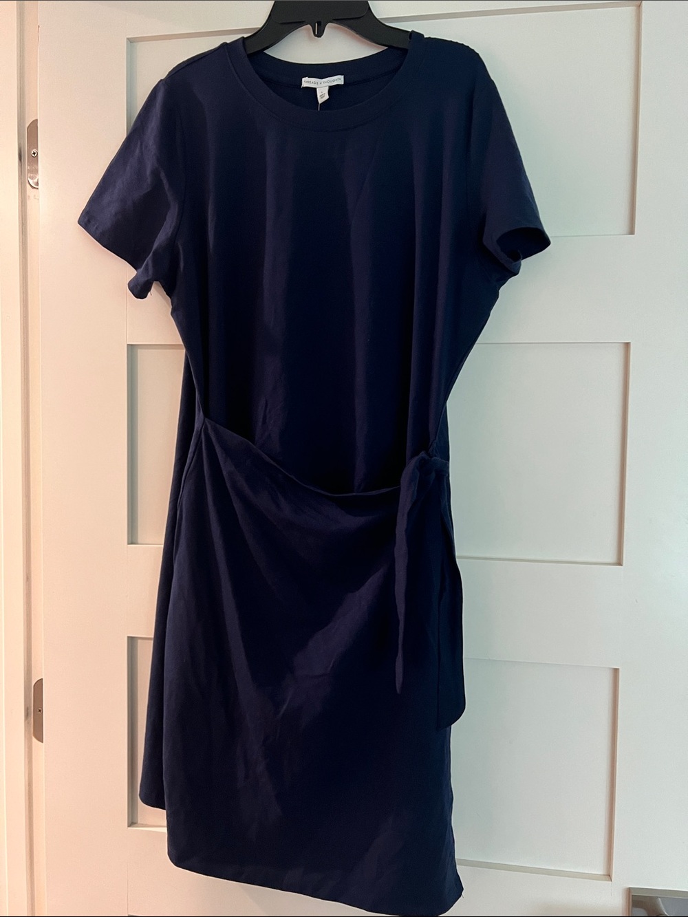 Classic Navy Tie-Waist Short Sleeve Dress